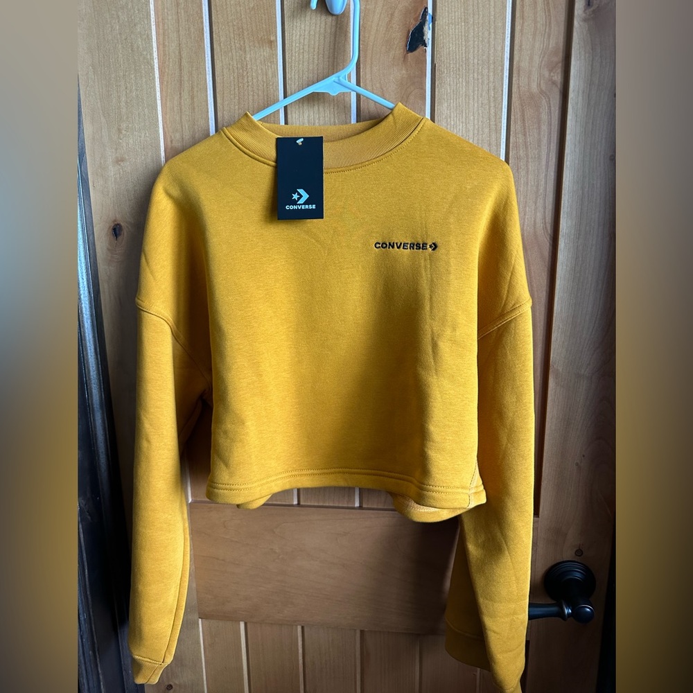 NWT Converse Crop Crew neck mustard yellow size small